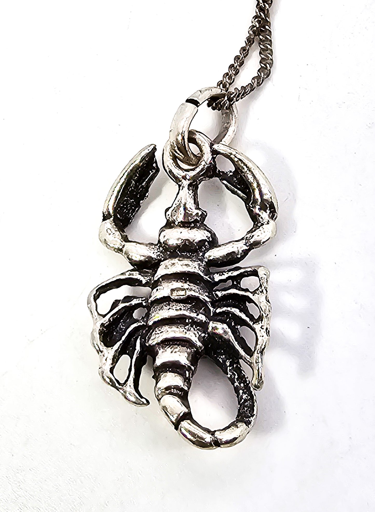 Scorpion solid sterling silver detailed insect bug pendant necklace