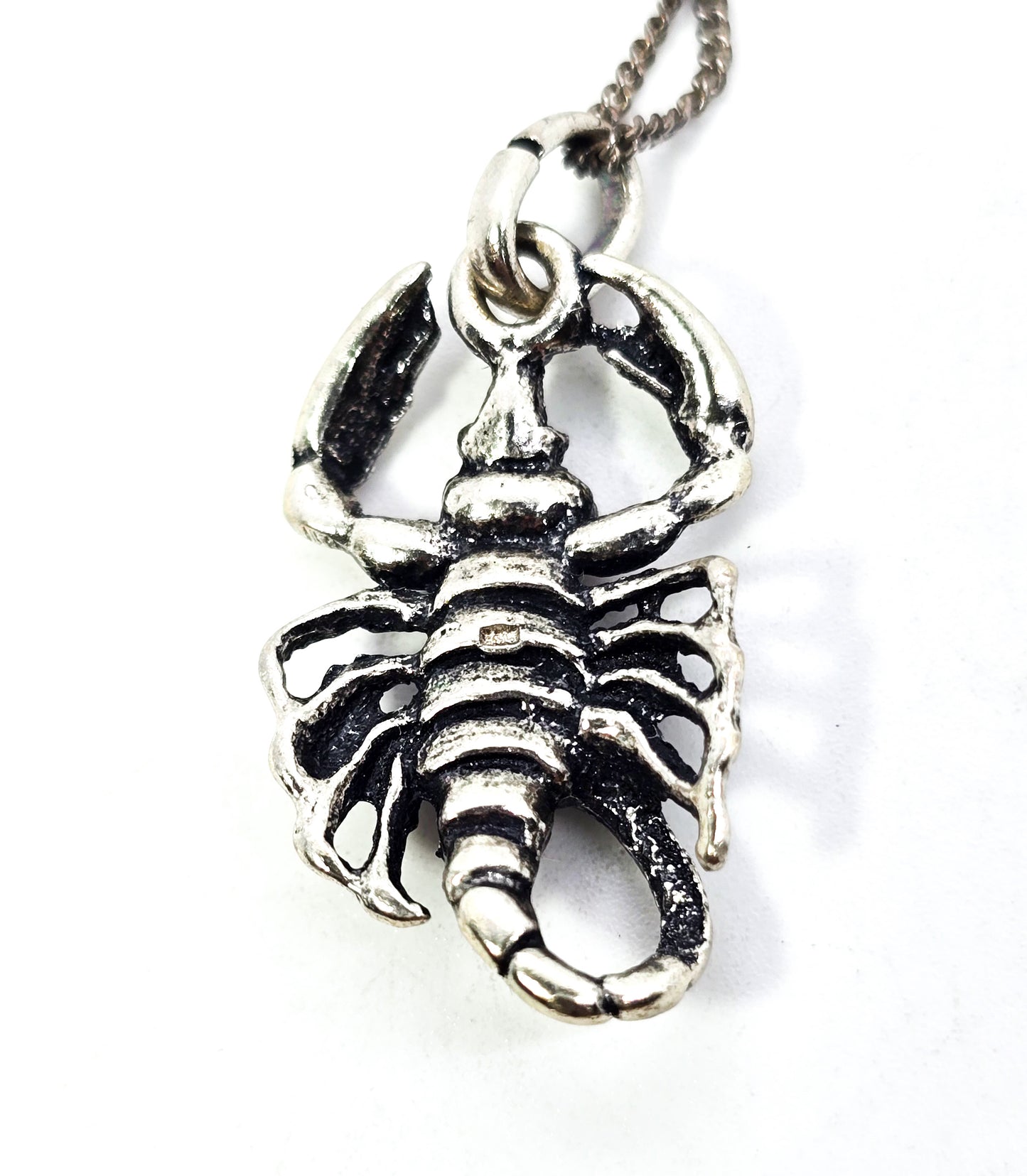 Scorpion solid sterling silver detailed insect bug pendant necklace