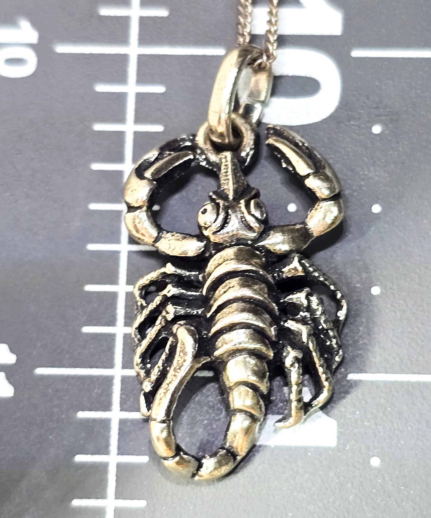 Scorpion solid sterling silver detailed insect bug pendant necklace