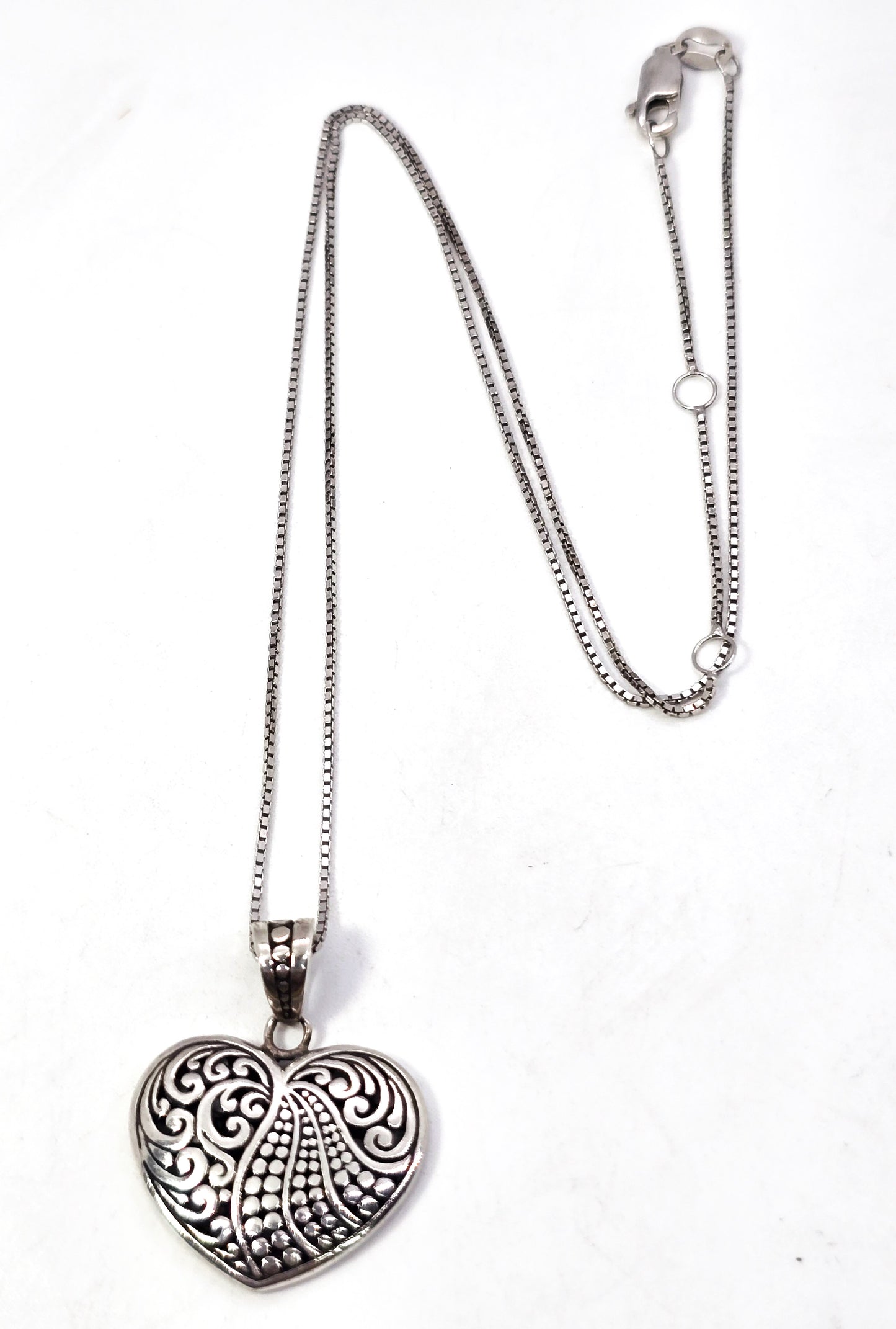 Annika Witt Bali Balinese style large heart pendant sterling silver necklace ATI ID