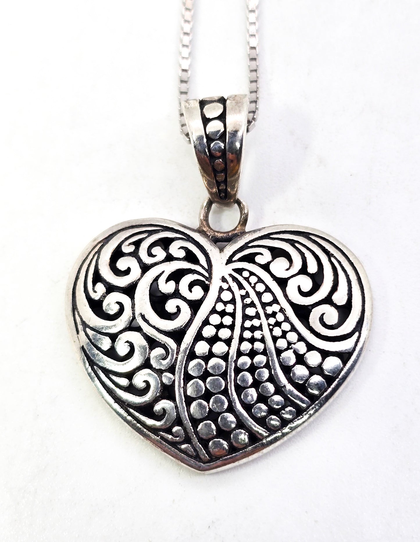 Annika Witt Bali Balinese style large heart pendant sterling silver necklace ATI ID
