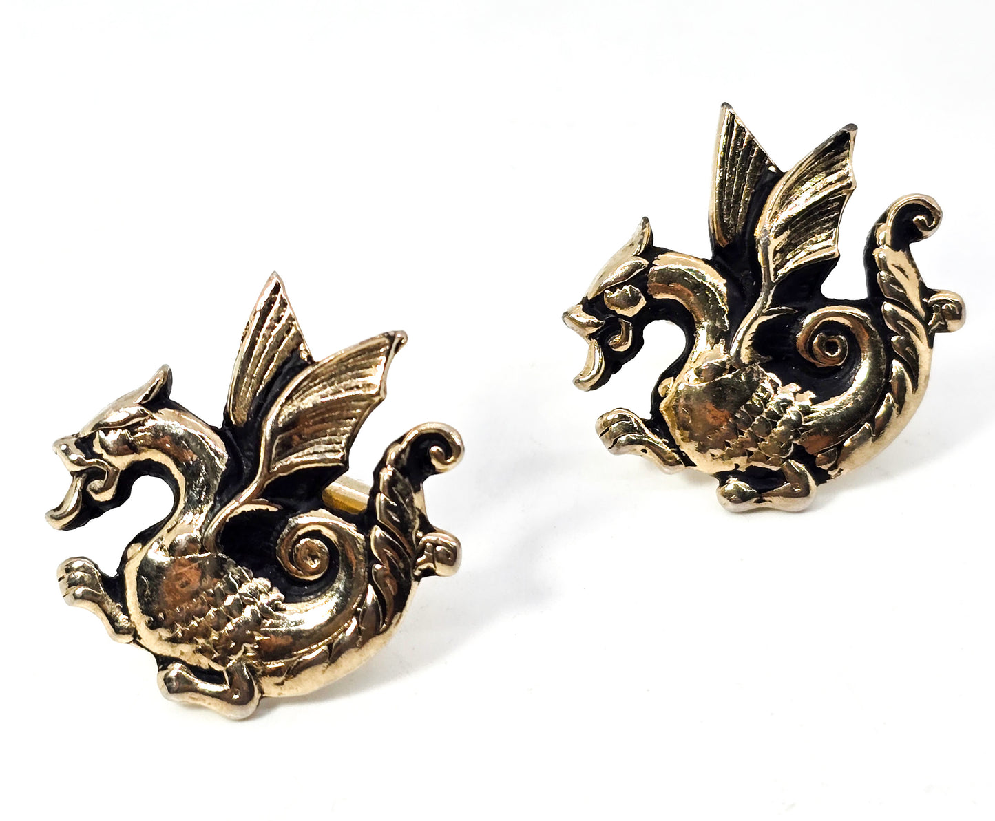 Swank Naga Sea Dragon vintage medieval mid century men's cuff links Wedding Groom