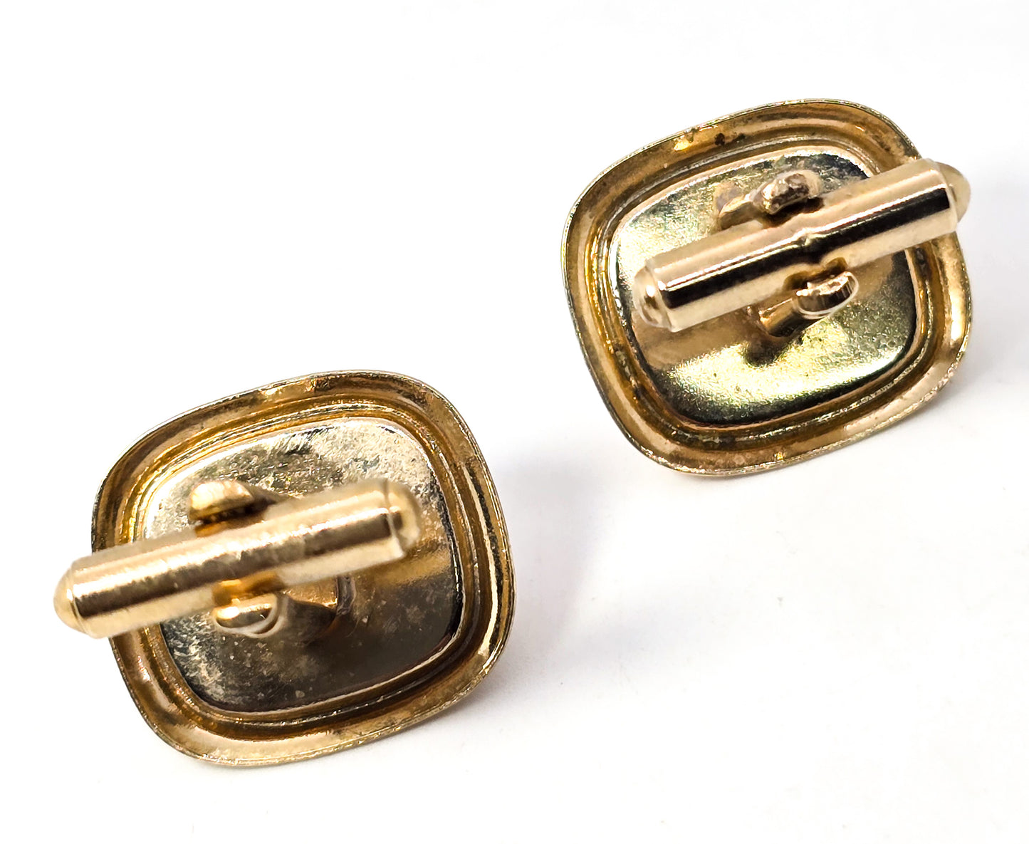 Pink Lucite gold star painted modernist retro 1960's vintage cufflinks wedding
