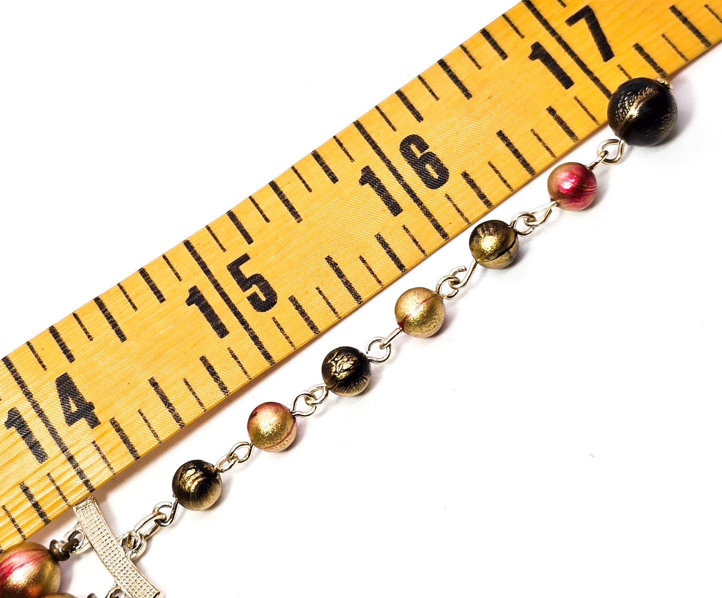 Red and Gold Mid century beaded double strand vintage beaded necklace