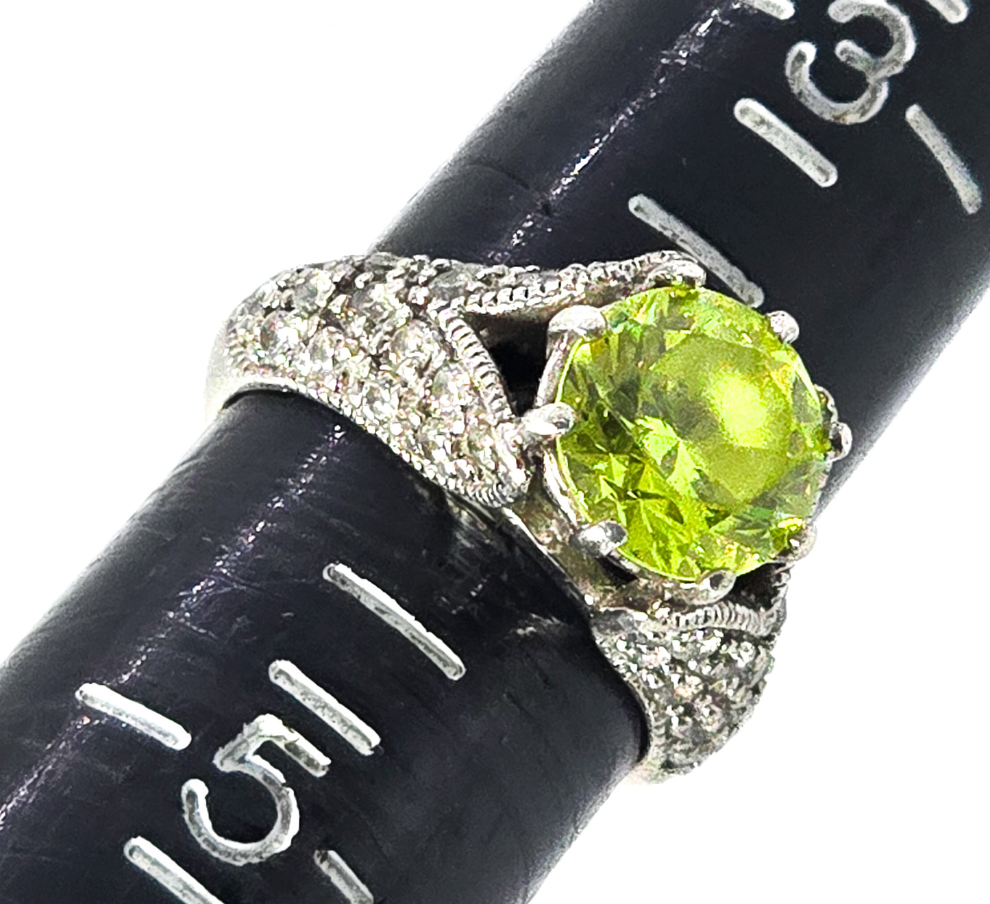 Espo Joseph Esposito 2 ct green and white pave Cubic Zirconia CZ sterling silver ring size 4