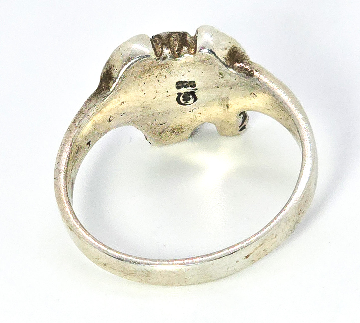 Elephant Detailed full body sterling silver vintage ring size 9