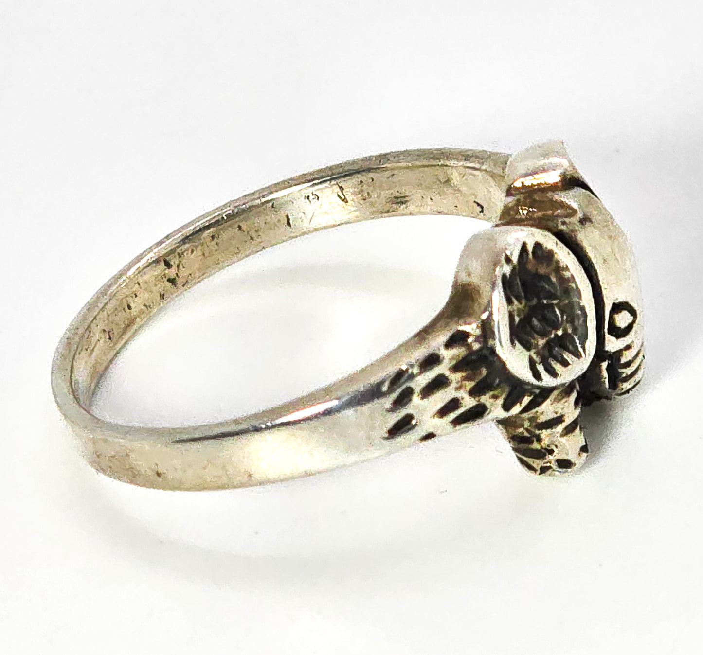 Elephant Detailed full body sterling silver vintage ring size 9
