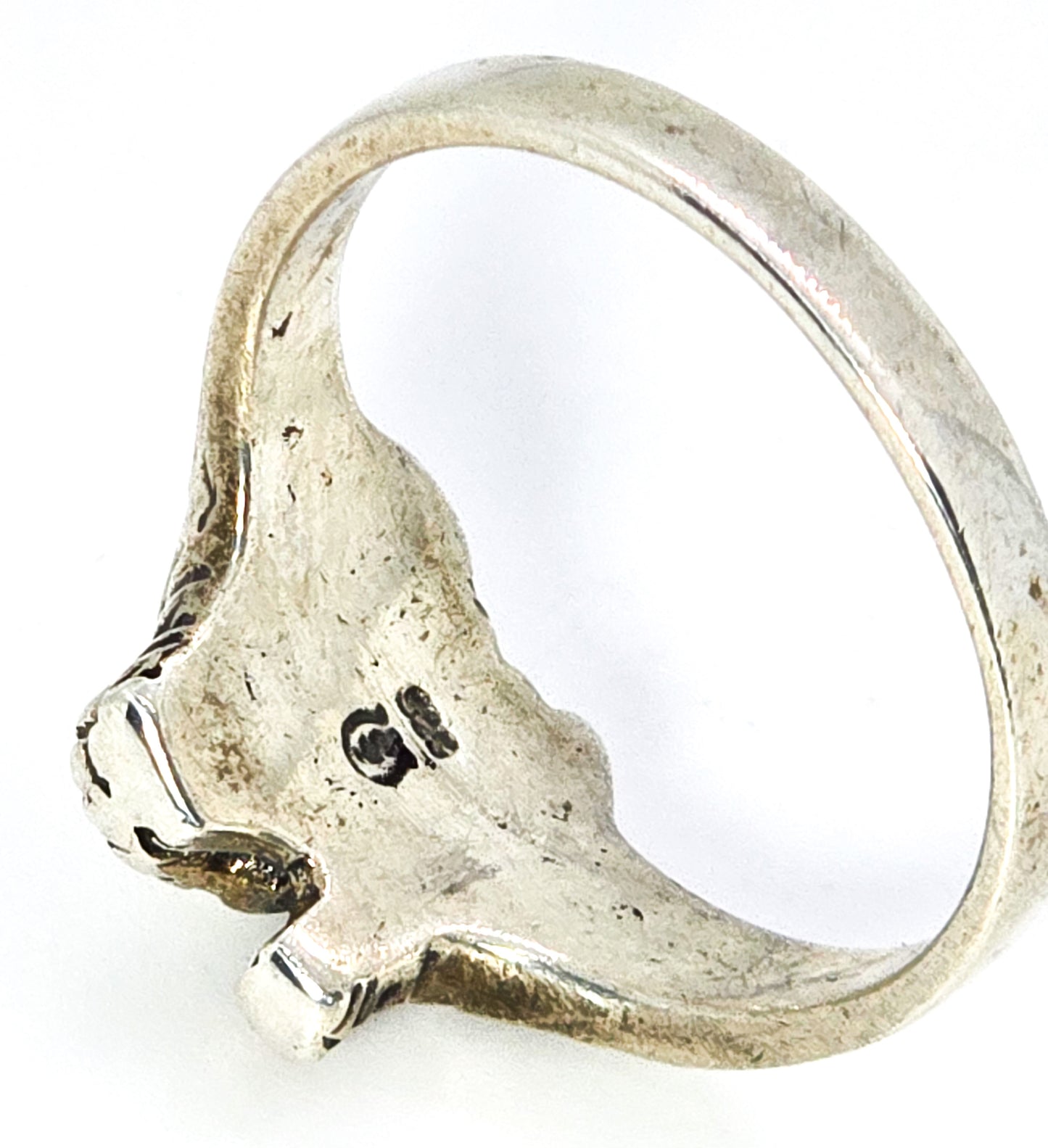 Elephant Detailed full body sterling silver vintage ring size 9