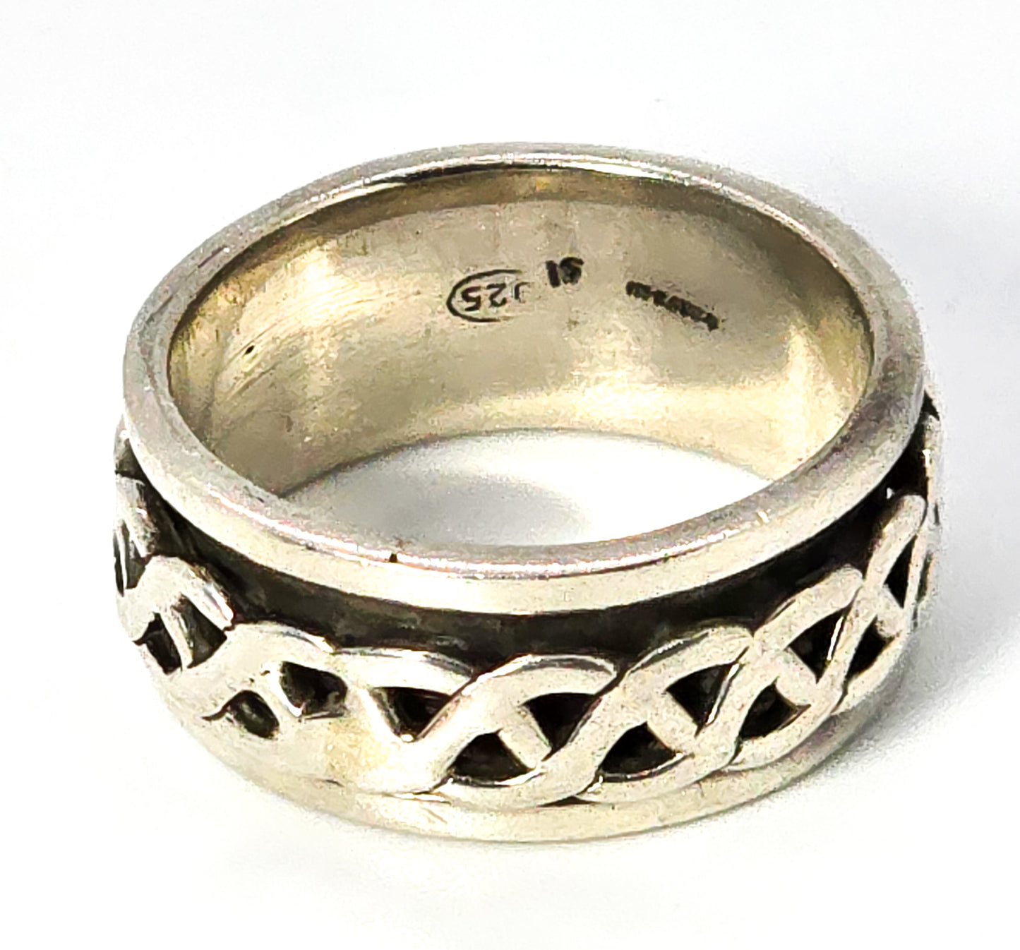 Celtic Trinity knot solid sterling silver fidget spinner ring band size 7