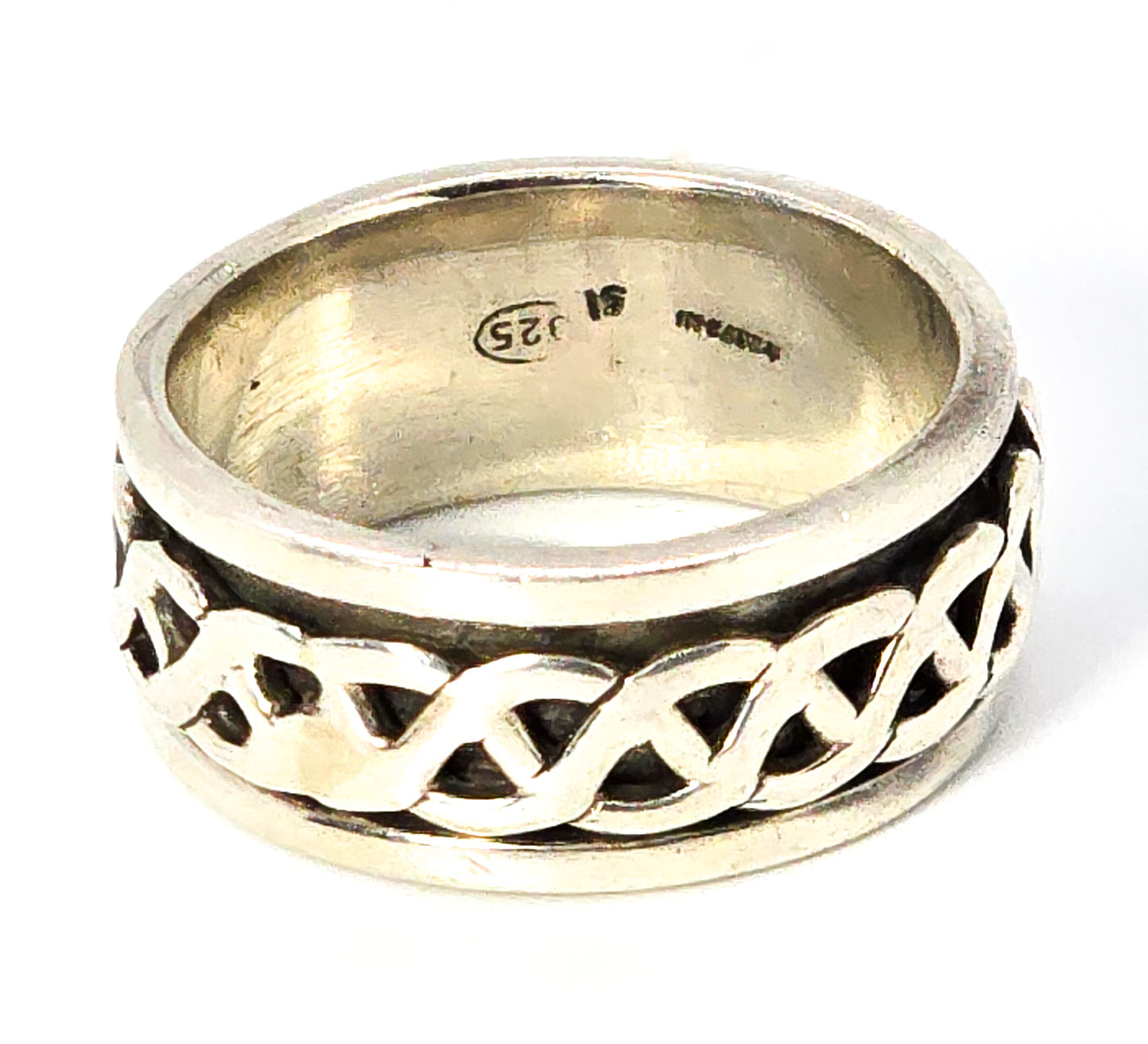 Celtic Trinity knot solid sterling silver fidget spinner ring band size 7