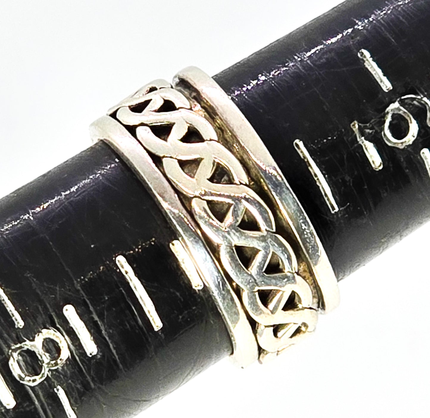 Celtic Trinity knot solid sterling silver fidget spinner ring band size 7