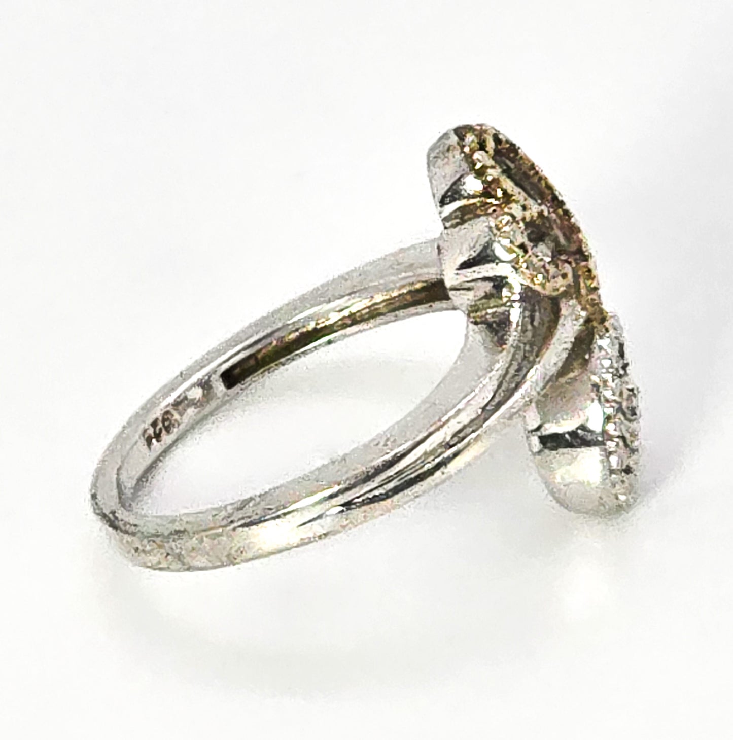 STS Double open heart sterling silver and gold vermeil ring size 6