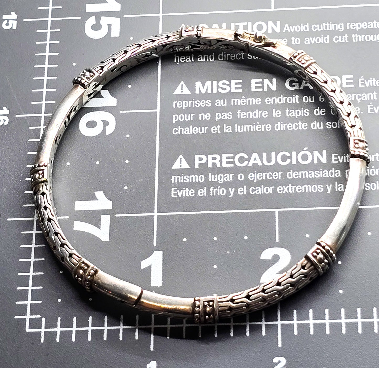 Sarda Sterling Silver Dragon Bone Chain and Link hinged signed bangle bracelet (Copy)