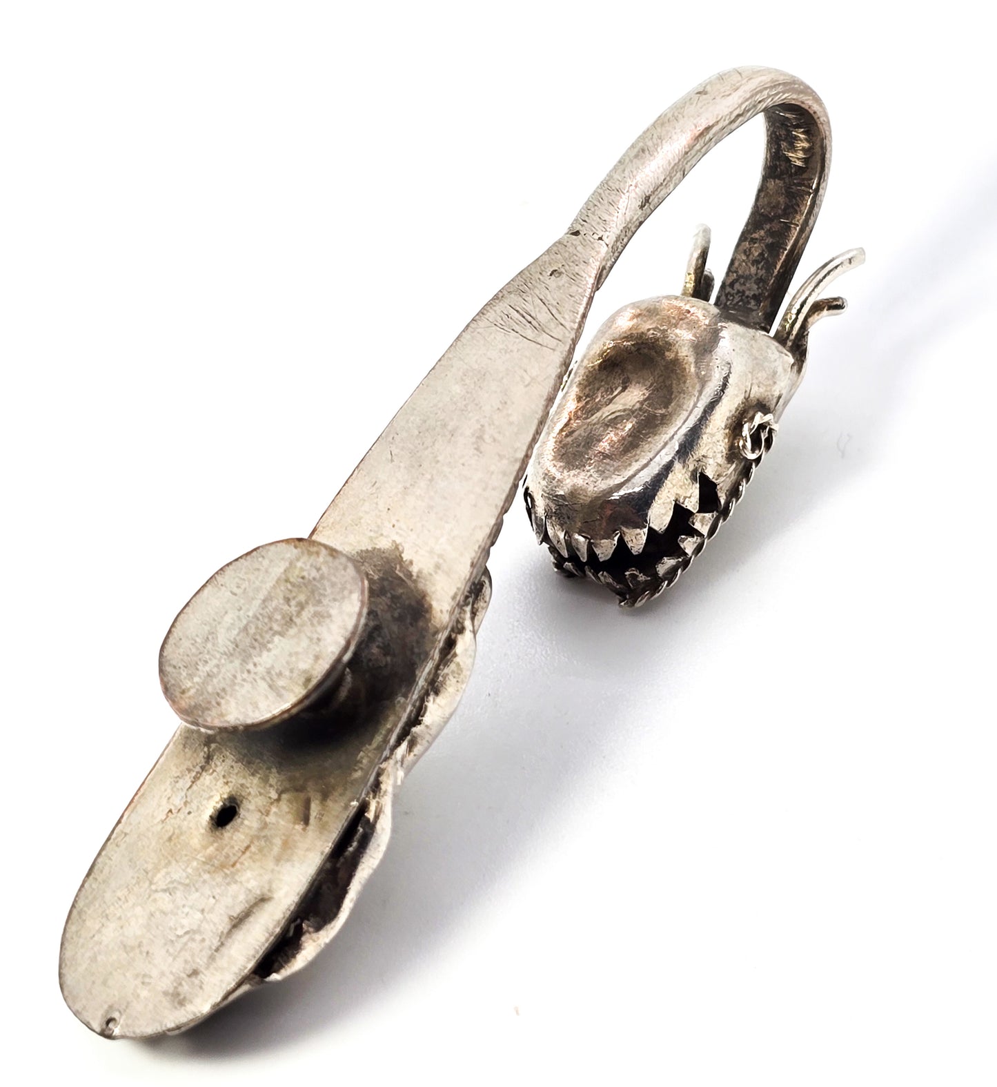 Oriental Dragon sterling silver Belt hook antique lucky fortune Feng Shui Belt clip