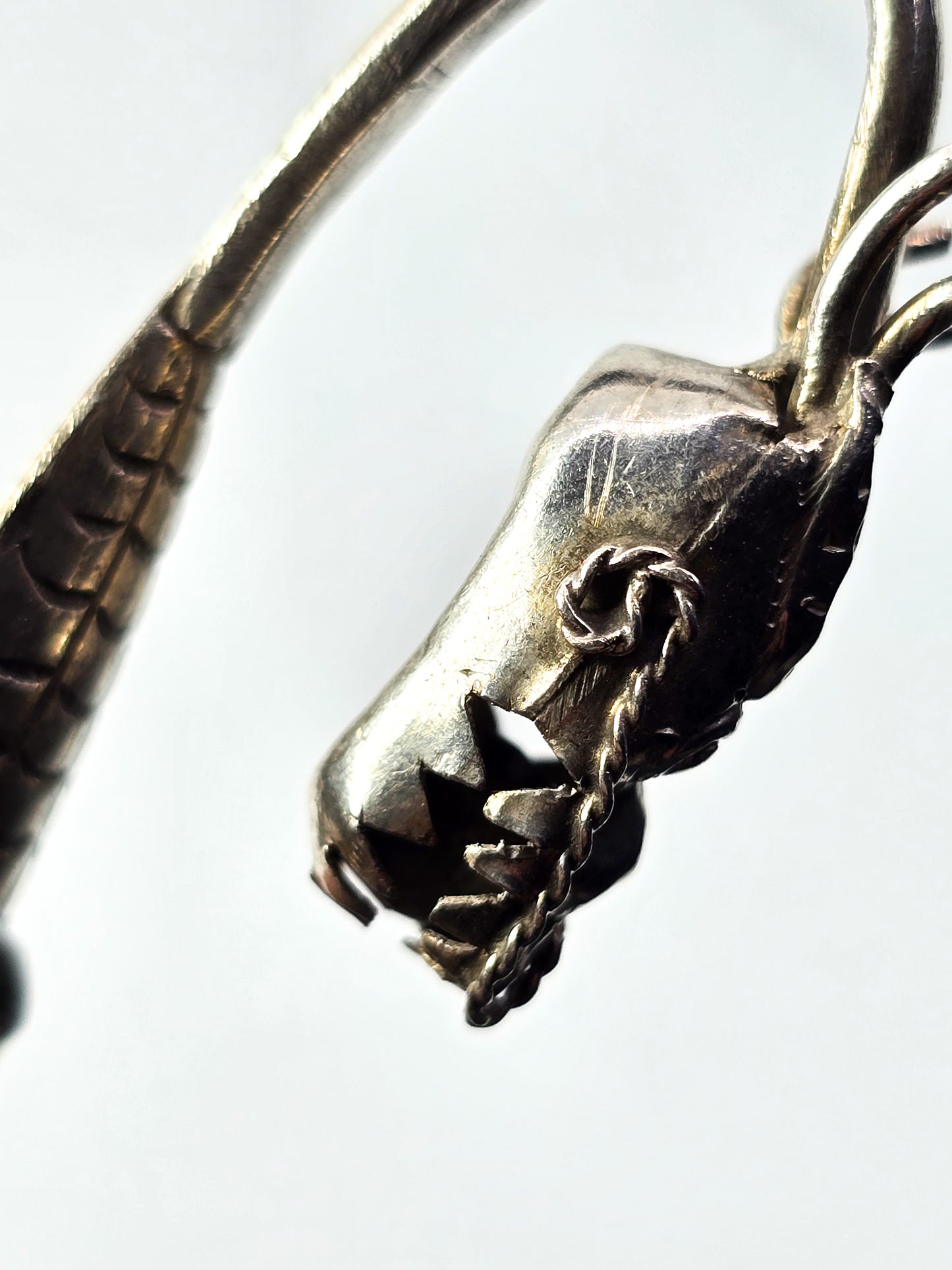 Oriental Dragon sterling silver Belt hook antique lucky fortune Feng Shui Belt clip
