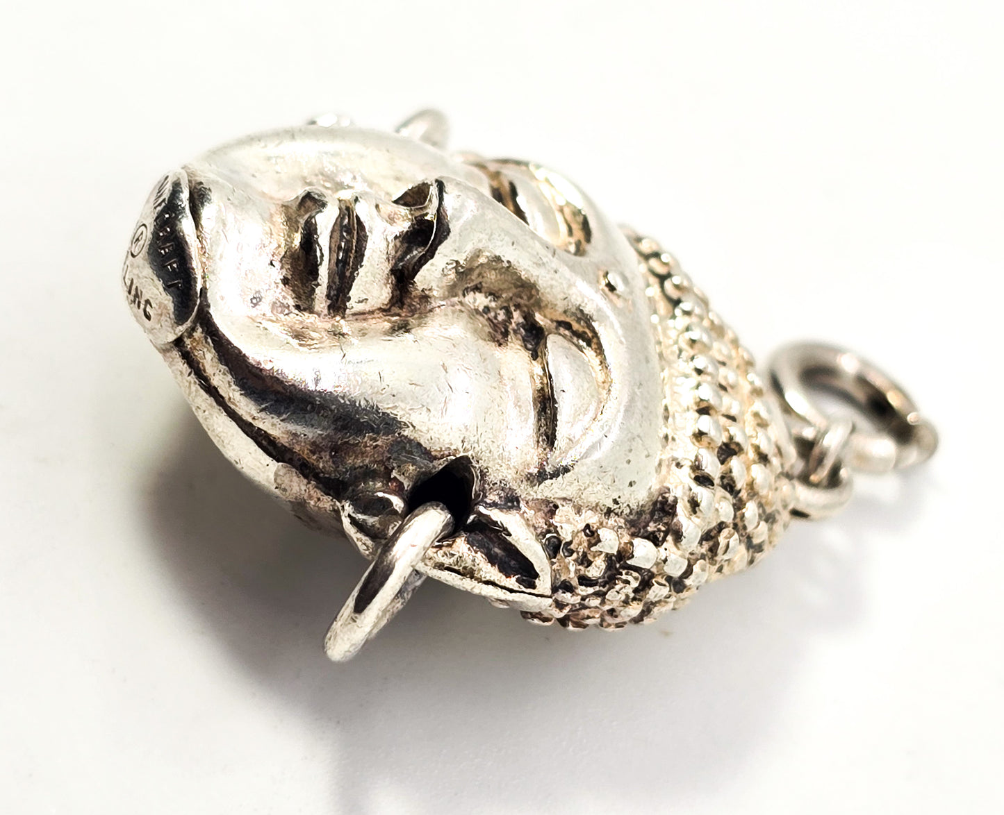 Danecraft Sterling silver vintage two faced Buddha Charm happy sad original clasp