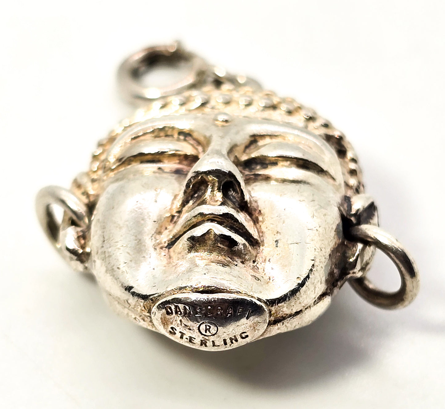 Danecraft Sterling silver vintage two faced Buddha Charm happy sad original clasp