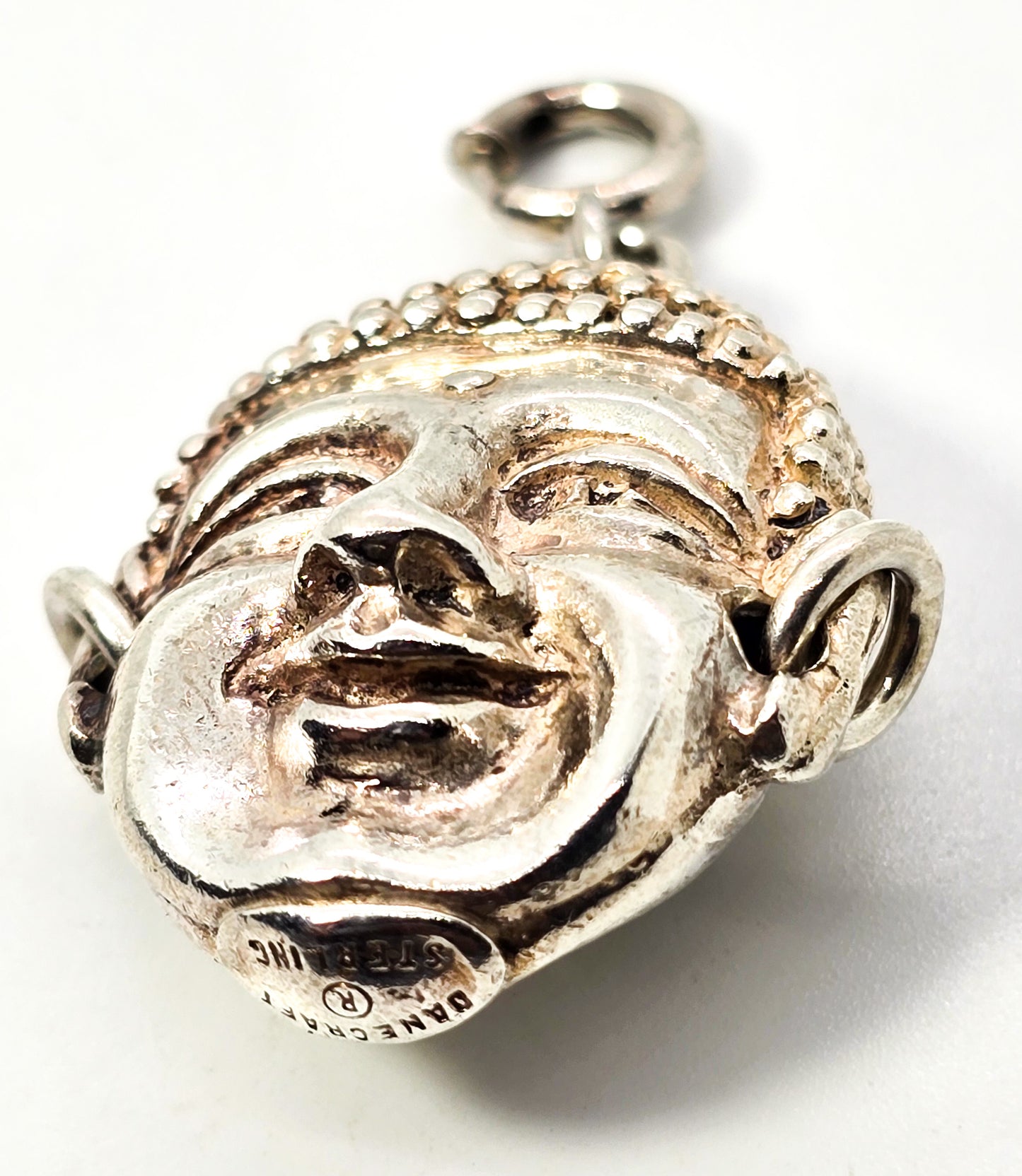 Danecraft Sterling silver vintage two faced Buddha Charm happy sad original clasp