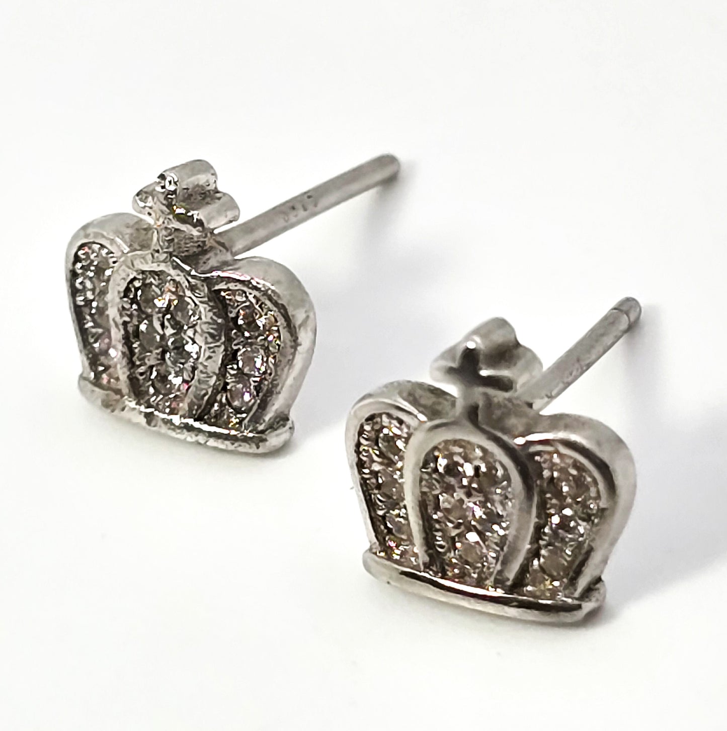 Royal Crown CZ Cubic Zirconia studded sterling silver stud earrings