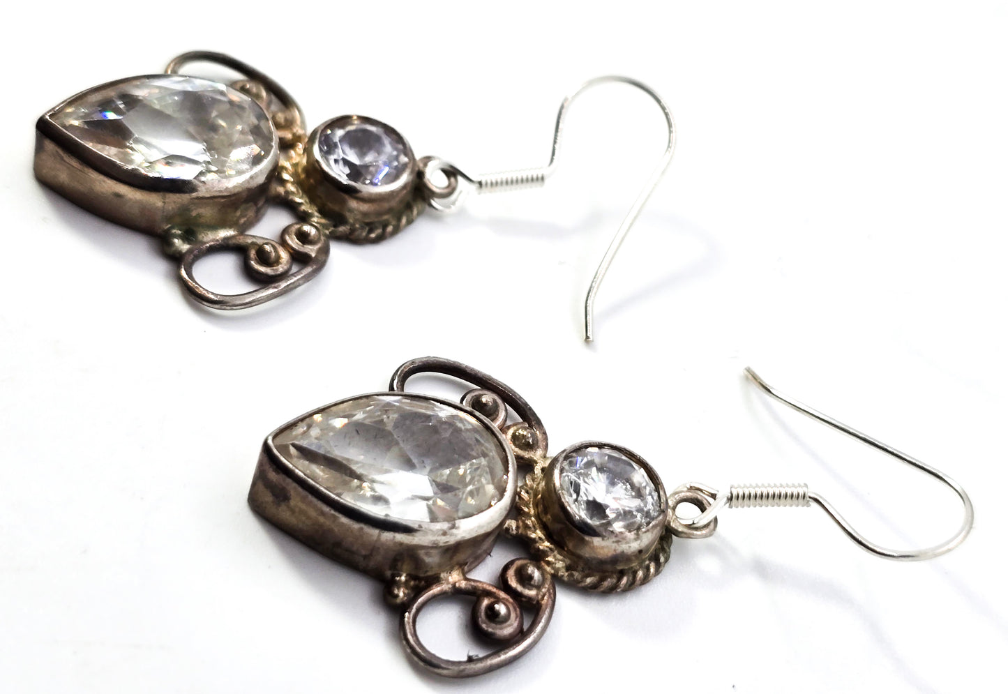 Crystal bee clear faceted crystal sterling silver figural flying insect buy earrings