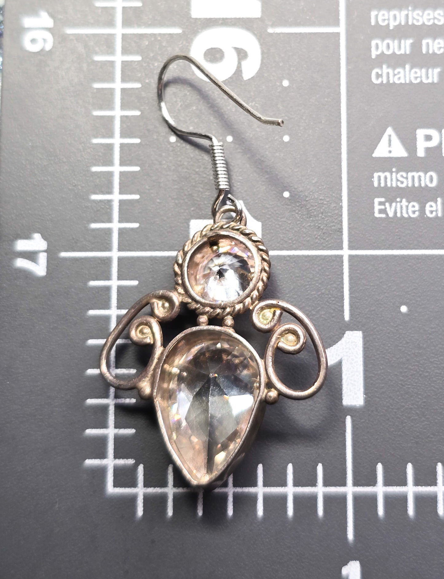 Crystal bee clear faceted crystal sterling silver figural flying insect buy earrings