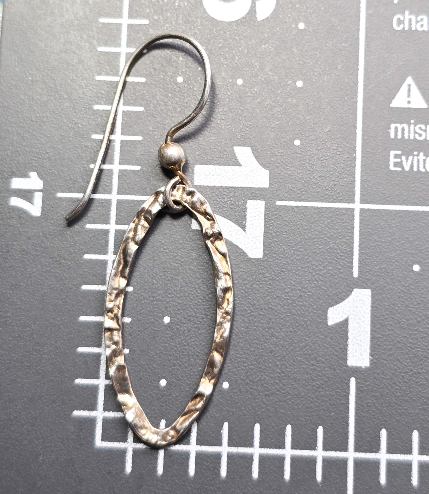 Embossed hoop sterling silver retro vintage drop loop earrings