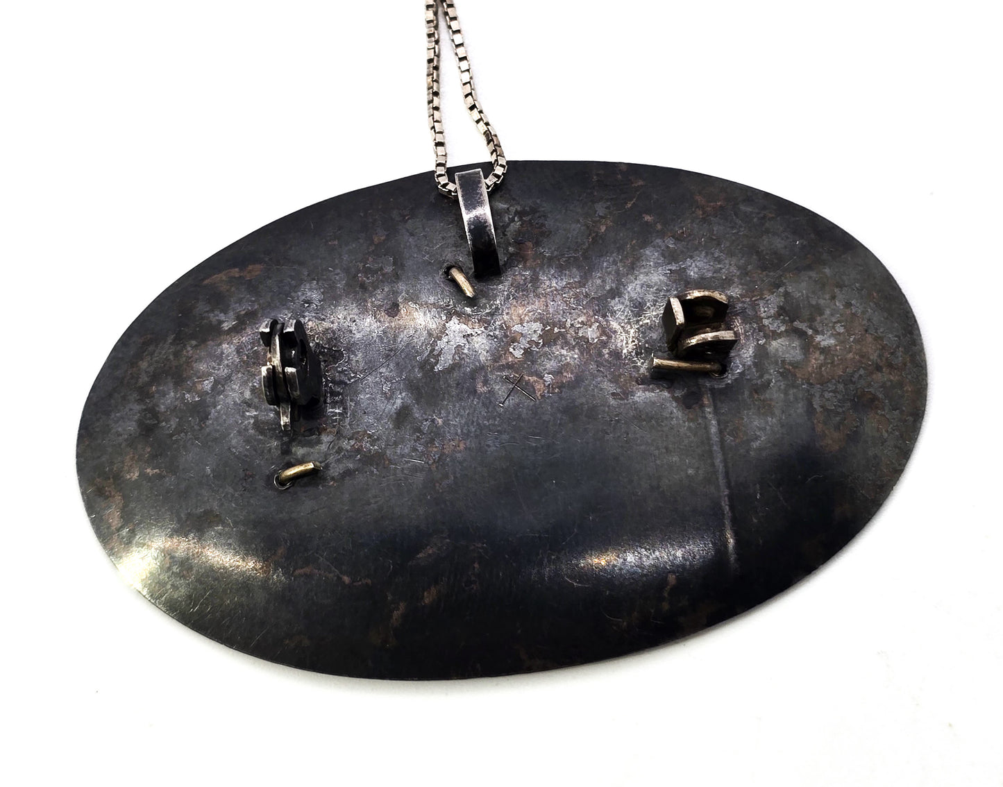 Viking Ship Norwegian antique large sterling silver pendant necklace