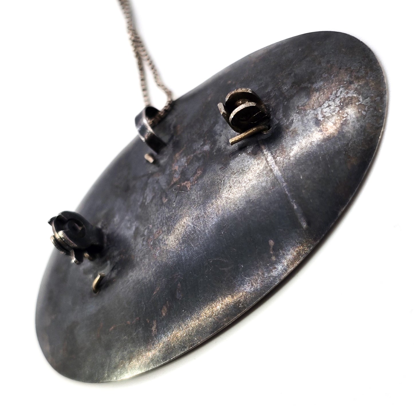 Viking Ship Norwegian antique large sterling silver pendant necklace