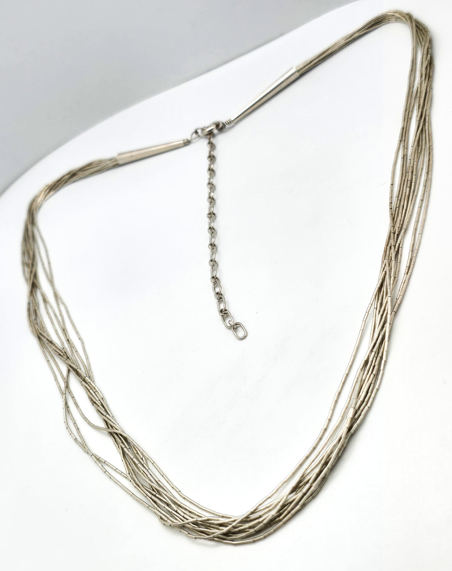 Carolyn Pollock liquid silver 10 strand beaded signed sterling silver necklace