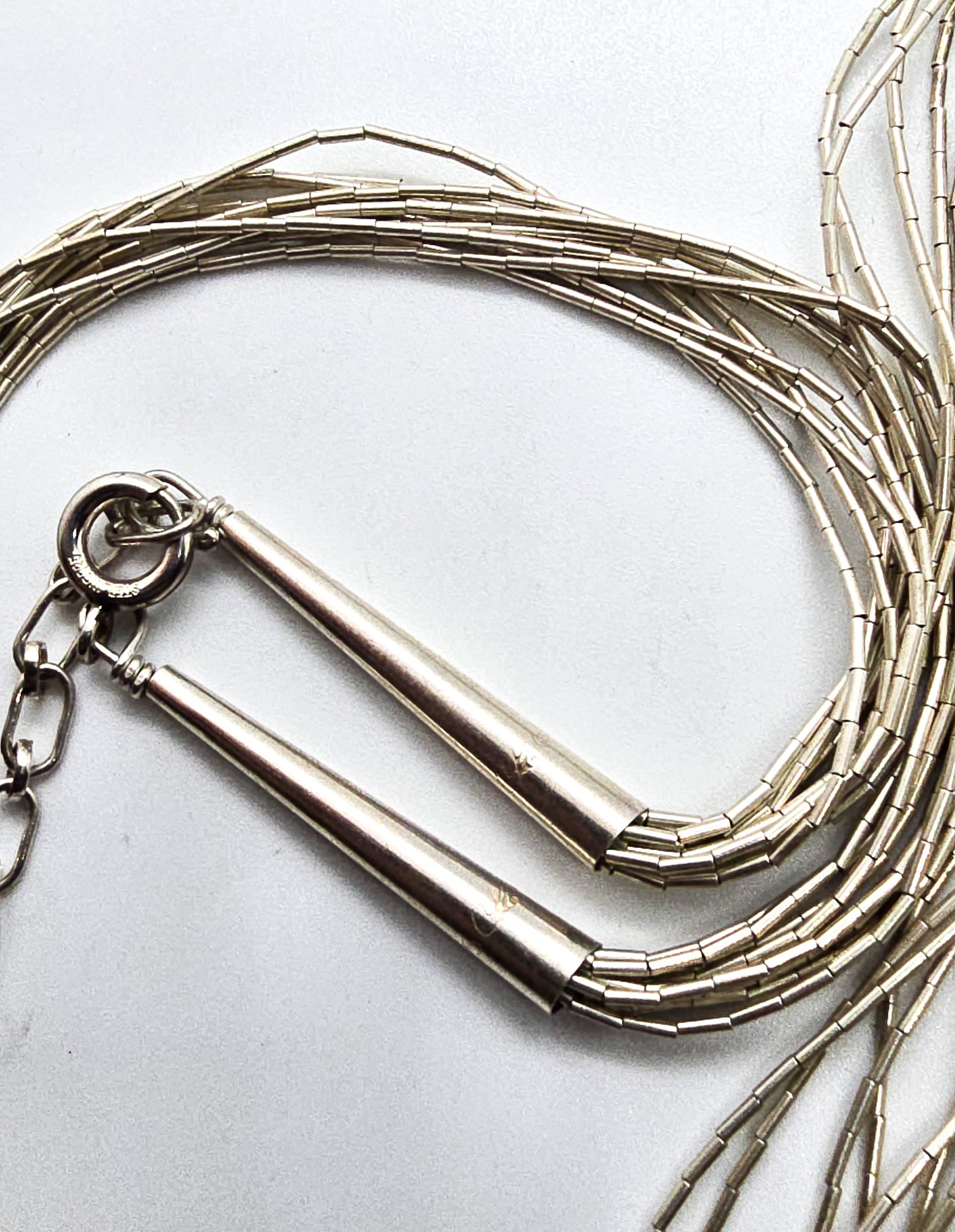 Carolyn Pollock liquid silver 10 strand beaded signed sterling silver necklace