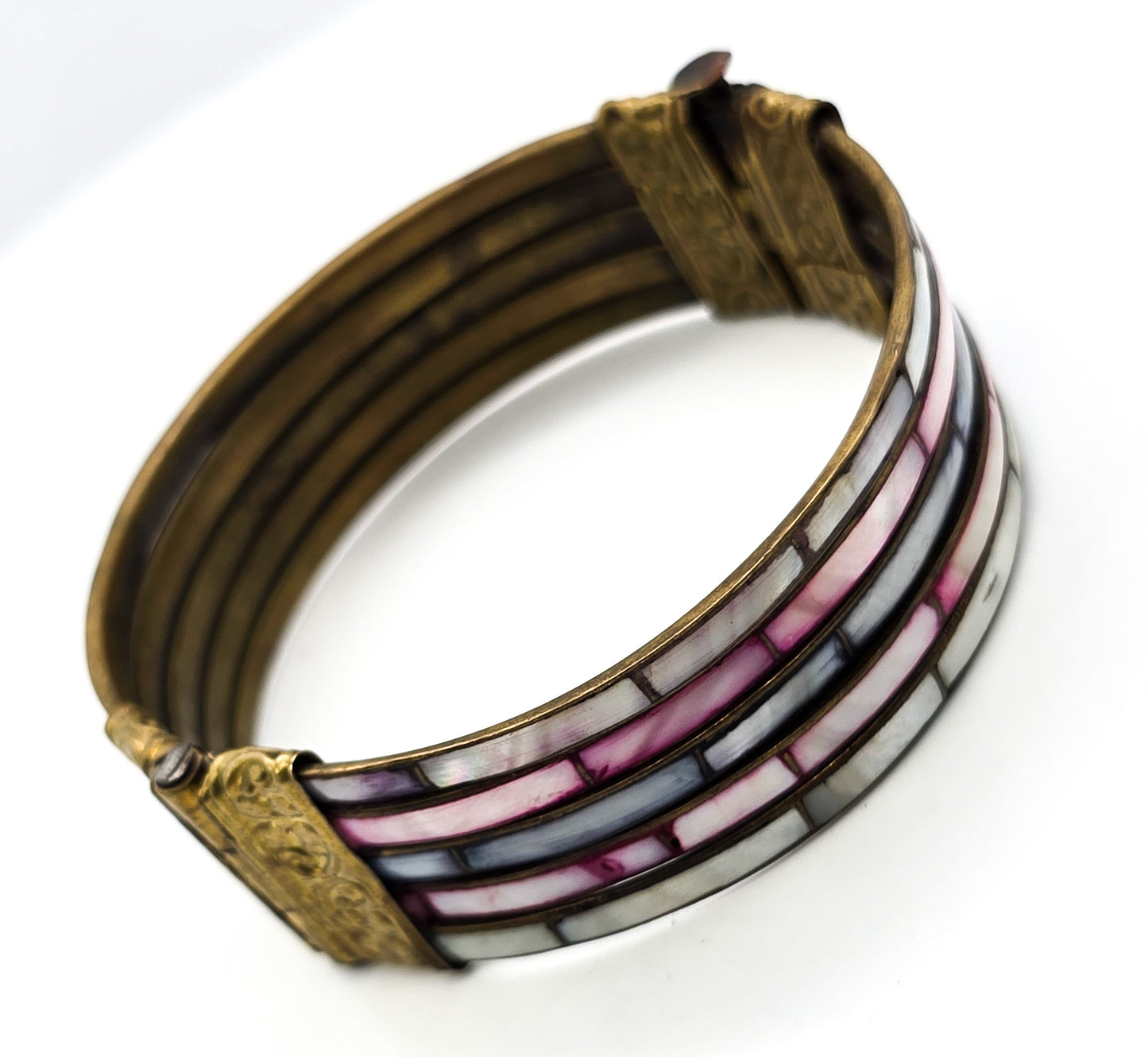 Mother of Pearl colored matching married bracelet pair rainbow set of two