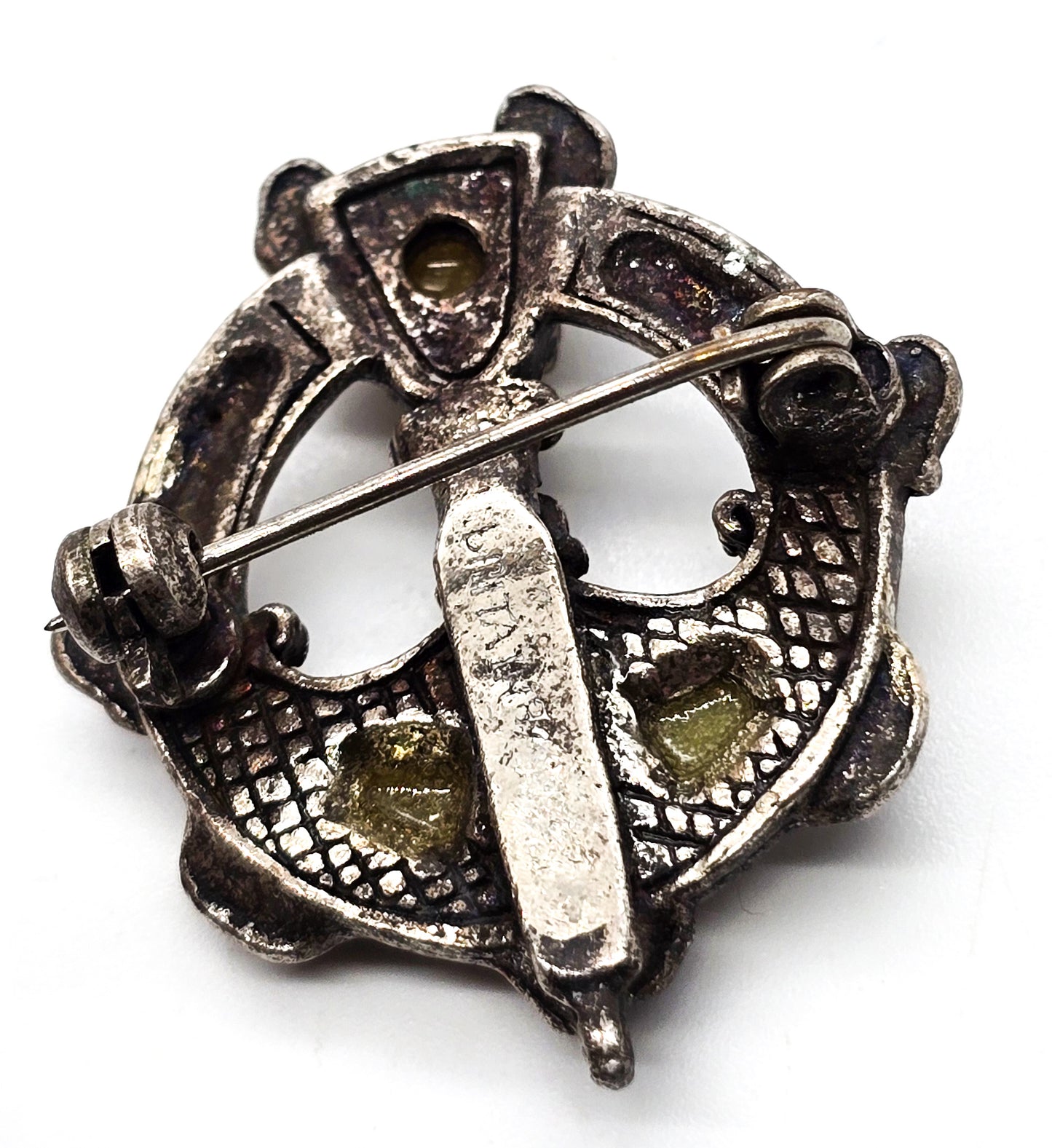 Britan Tara Pinnacular Connemara marble Blarney Stone vintage signed brooch