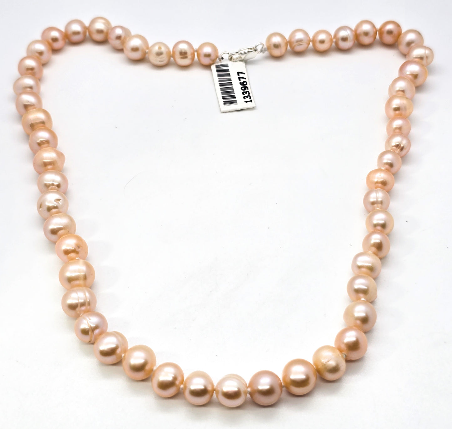 Cream Freshwater pearl 8mm knotted silk NWT beaded 18 inch necklace