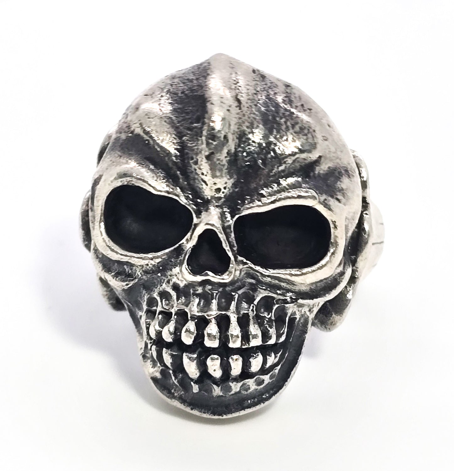 Thick Skull retro biker solid sterling silver macabre memento mori goth ring size 9