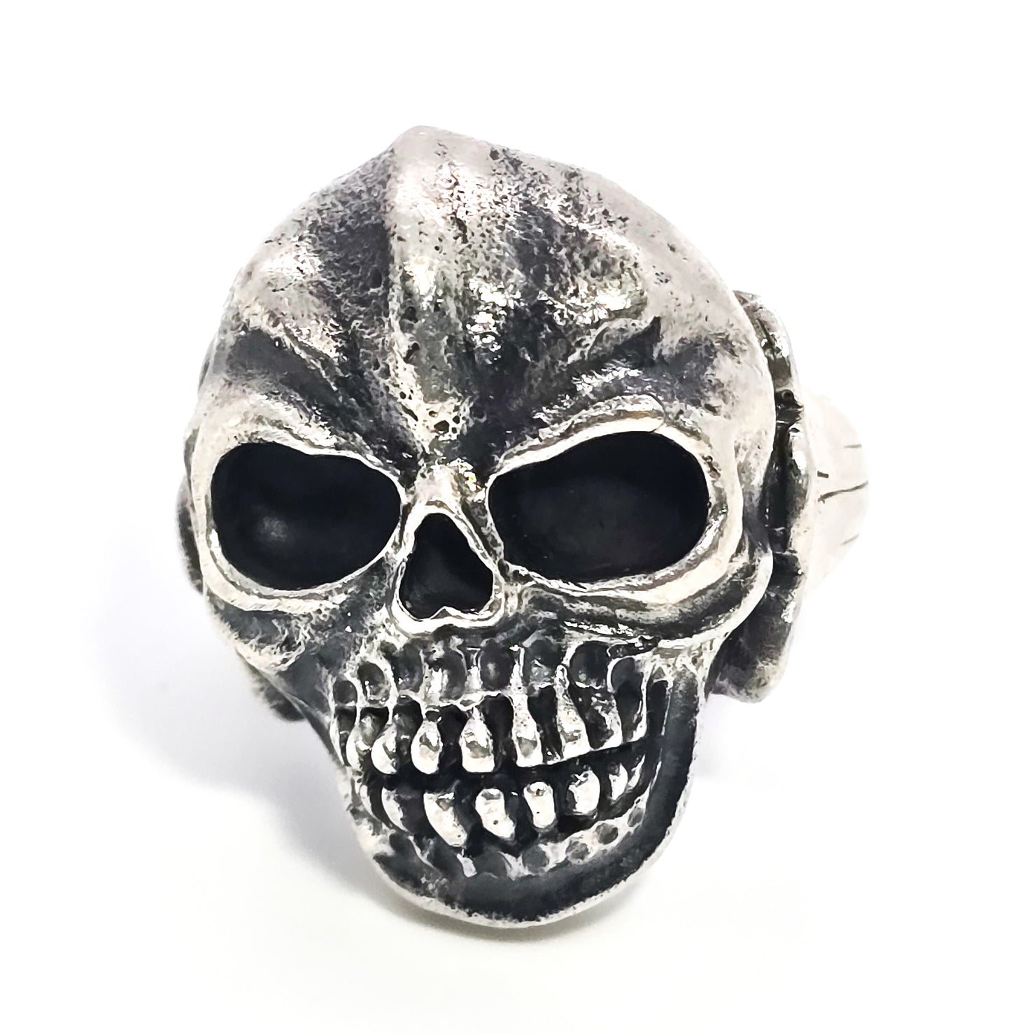 Thick Skull retro biker solid sterling silver macabre memento mori goth ring size 9