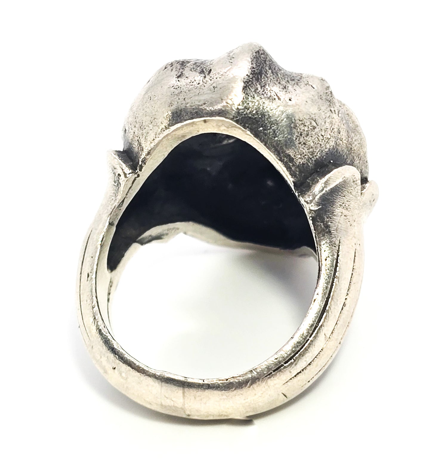 Thick Skull retro biker solid sterling silver macabre memento mori goth ring size 9