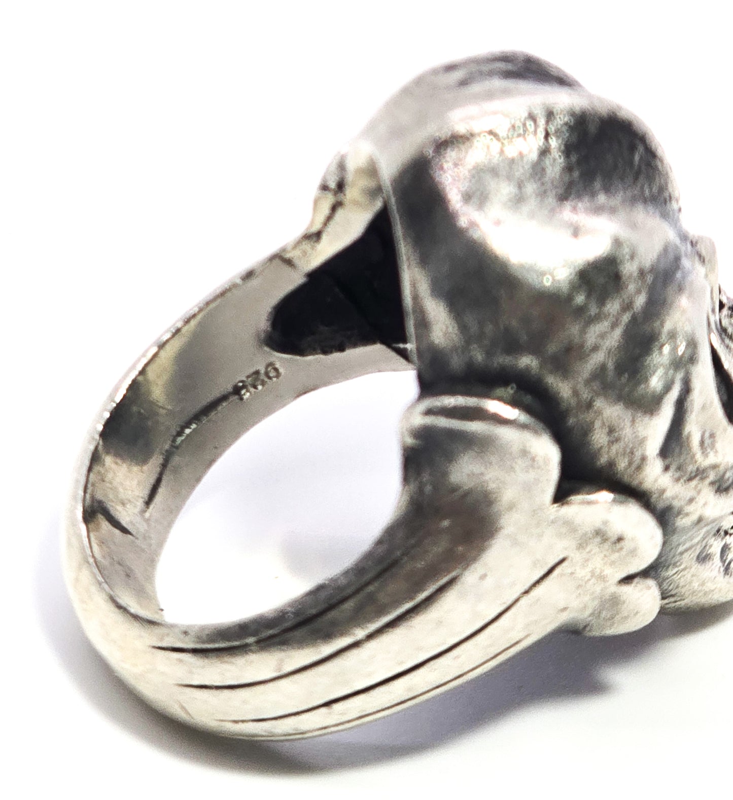 Thick Skull retro biker solid sterling silver macabre memento mori goth ring size 9