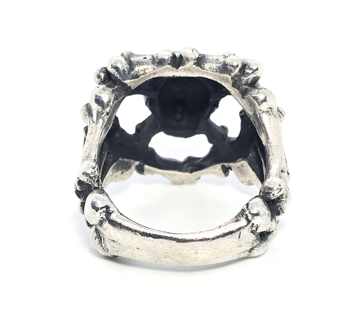 Skull and Cross bones Jolly Roger bone band solid sterling silver ring size 9.5
