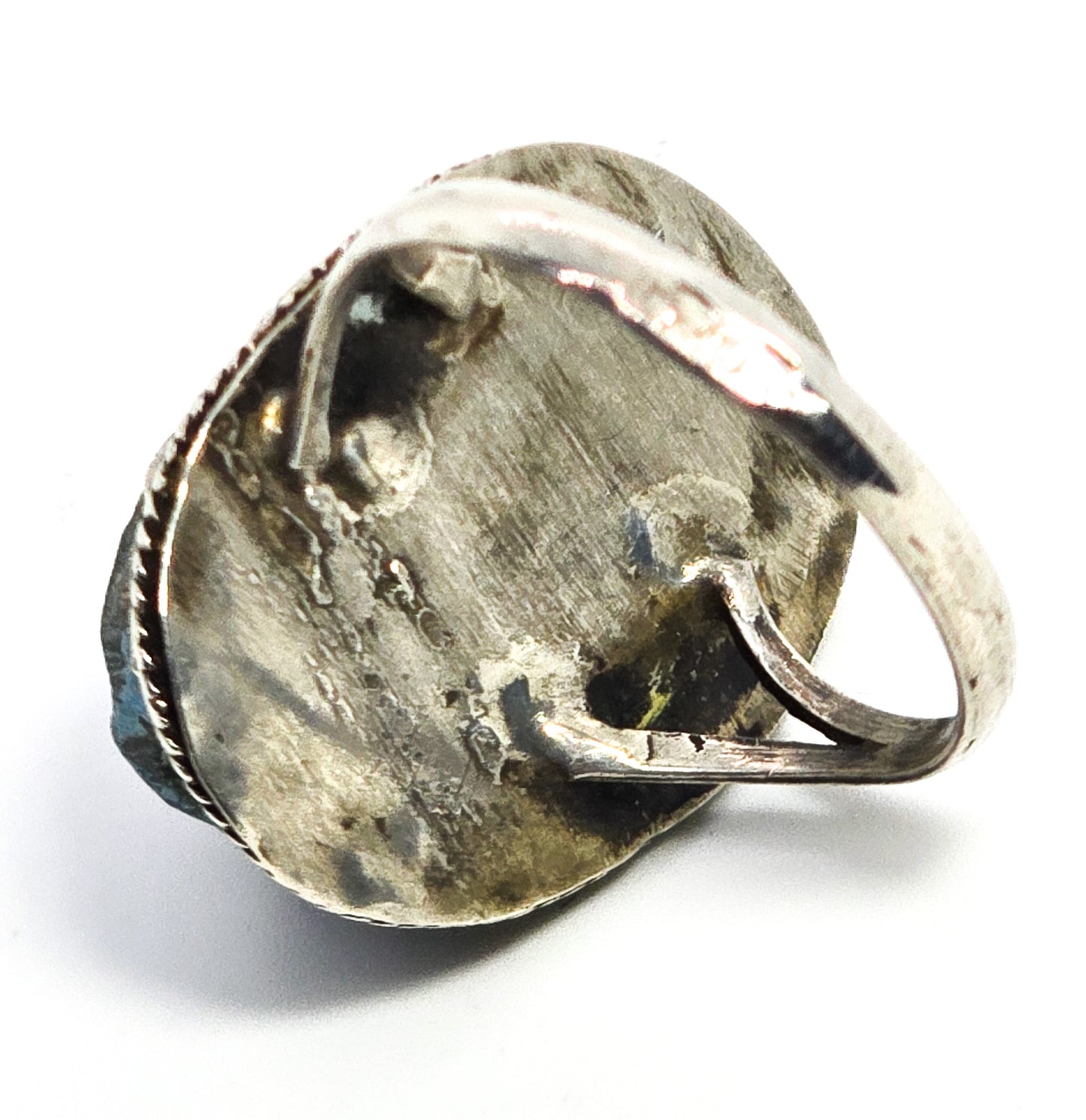 Egyptian Faience Blue Winged Scarab Beetle Egyptian Revival Sterling Silver Ring size 6.5
