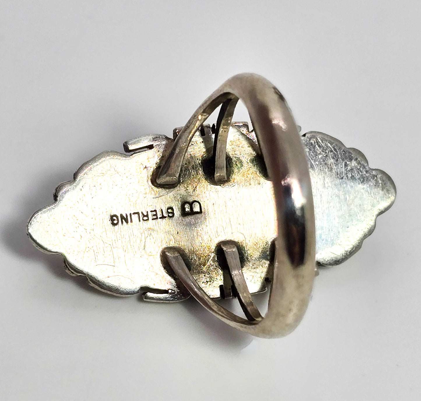 Bennie Bowekaty Zuni large turquoise vintage Native American sterling silver ring size 9