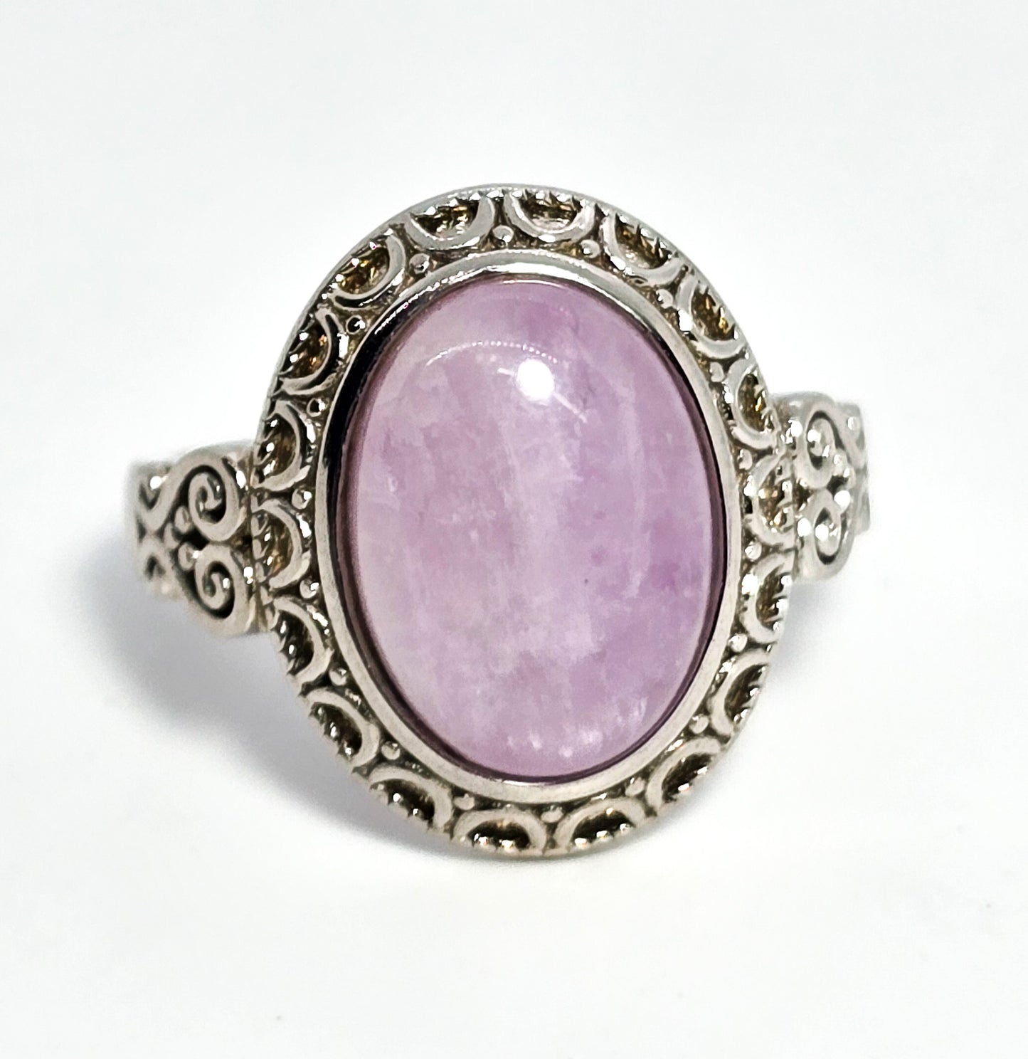 DK Kunzite natural UV pink stone sterling silver ring size 9