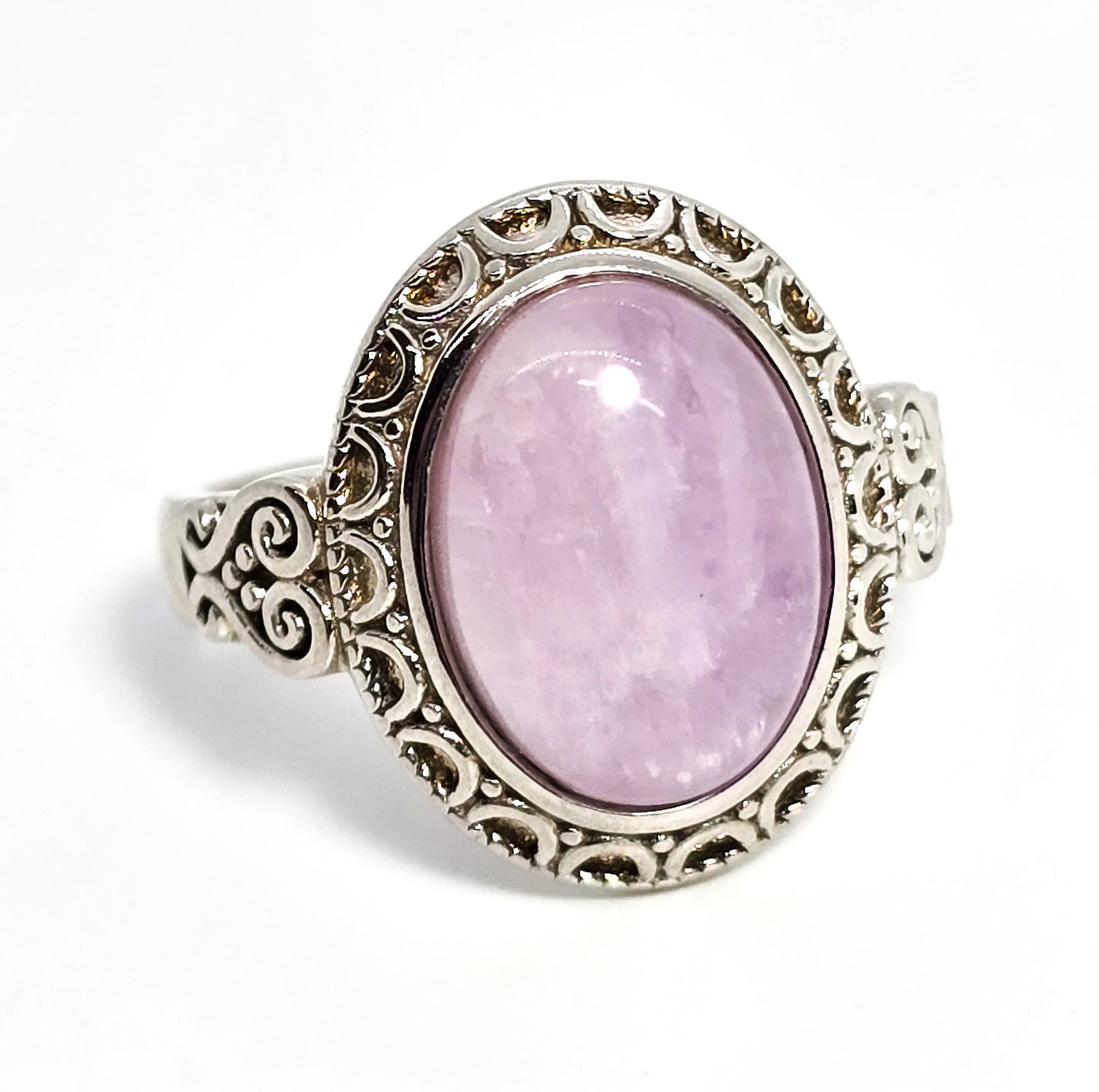 DK Kunzite natural UV pink stone sterling silver ring size 9