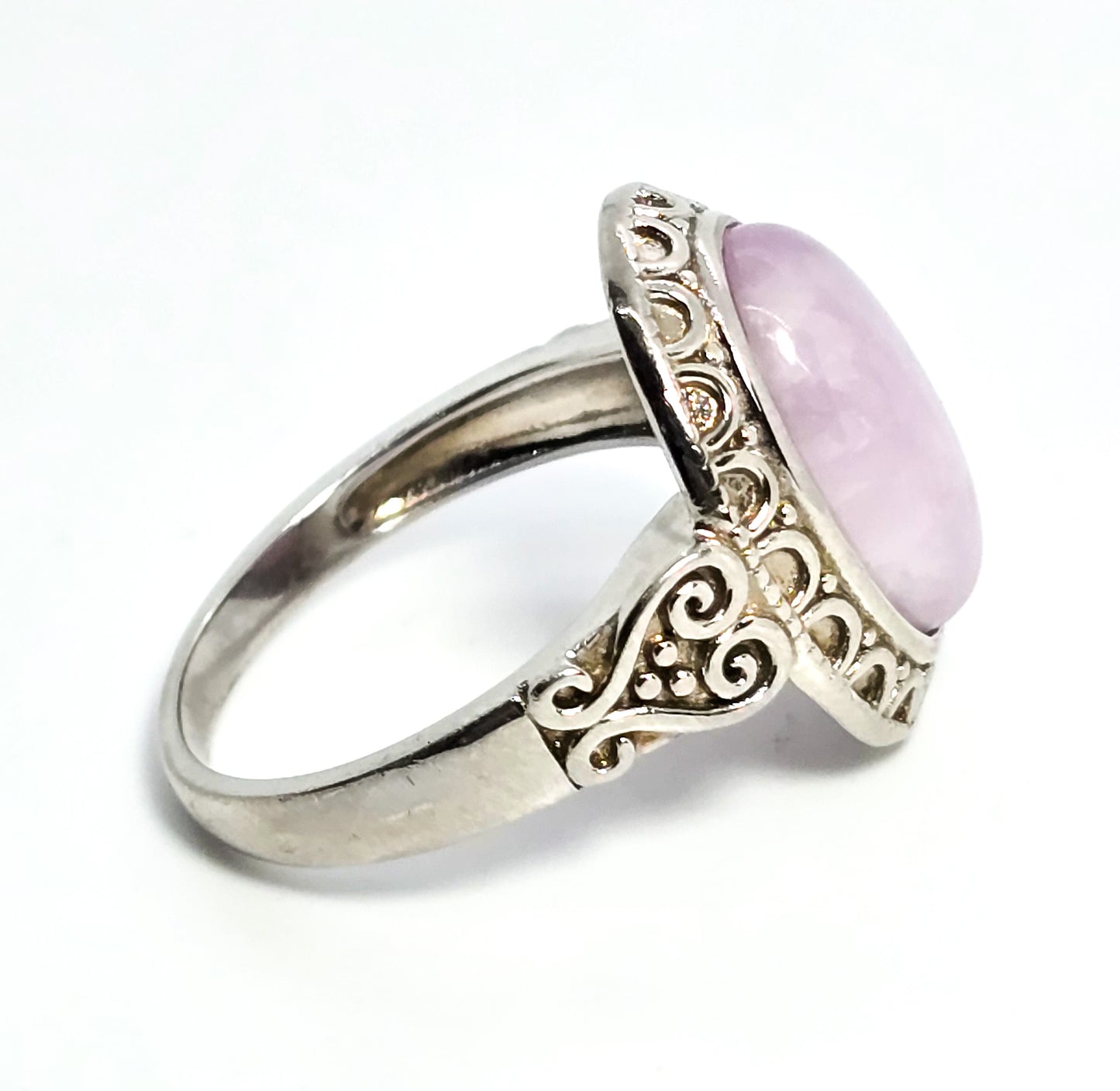 DK Kunzite natural UV pink stone sterling silver ring size 9