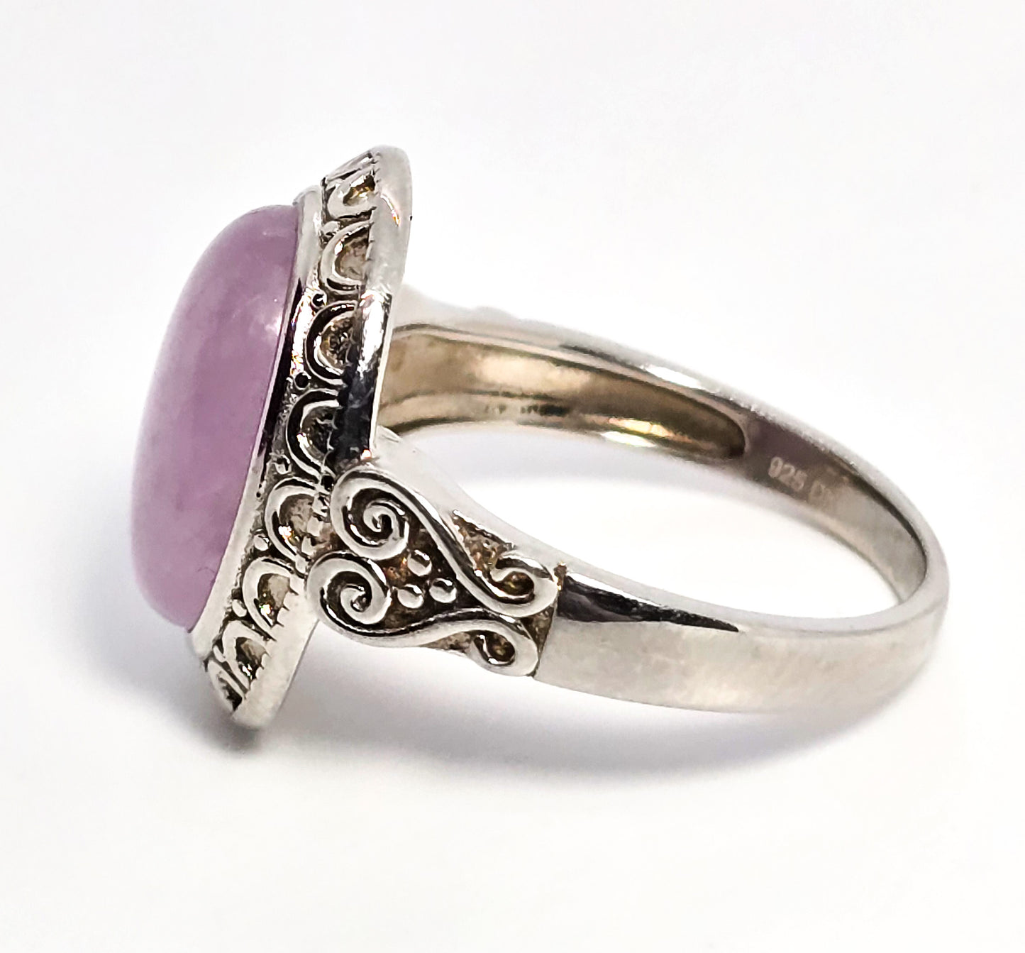 DK Kunzite natural UV pink stone sterling silver ring size 9