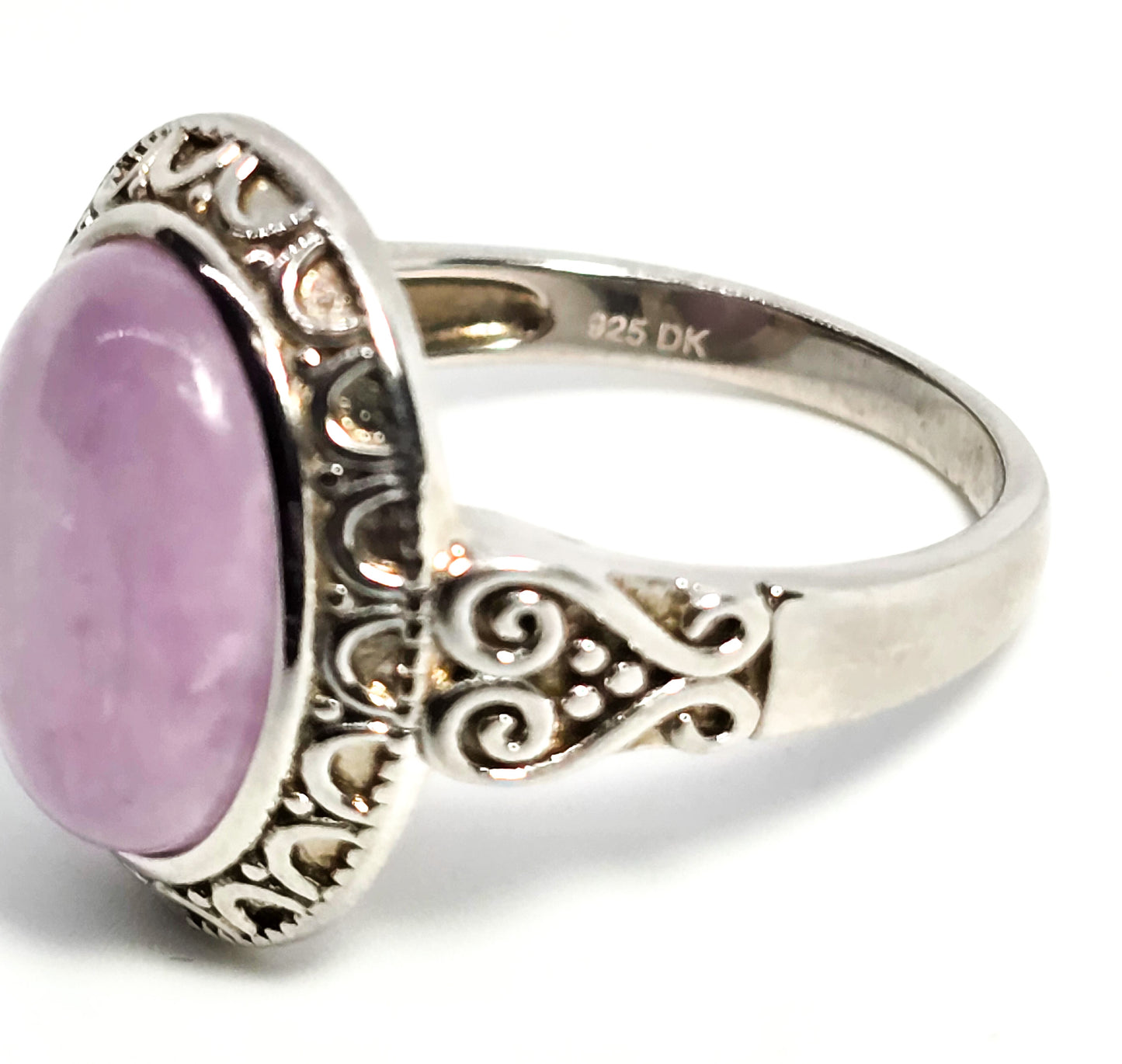 DK Kunzite natural UV pink stone sterling silver ring size 9