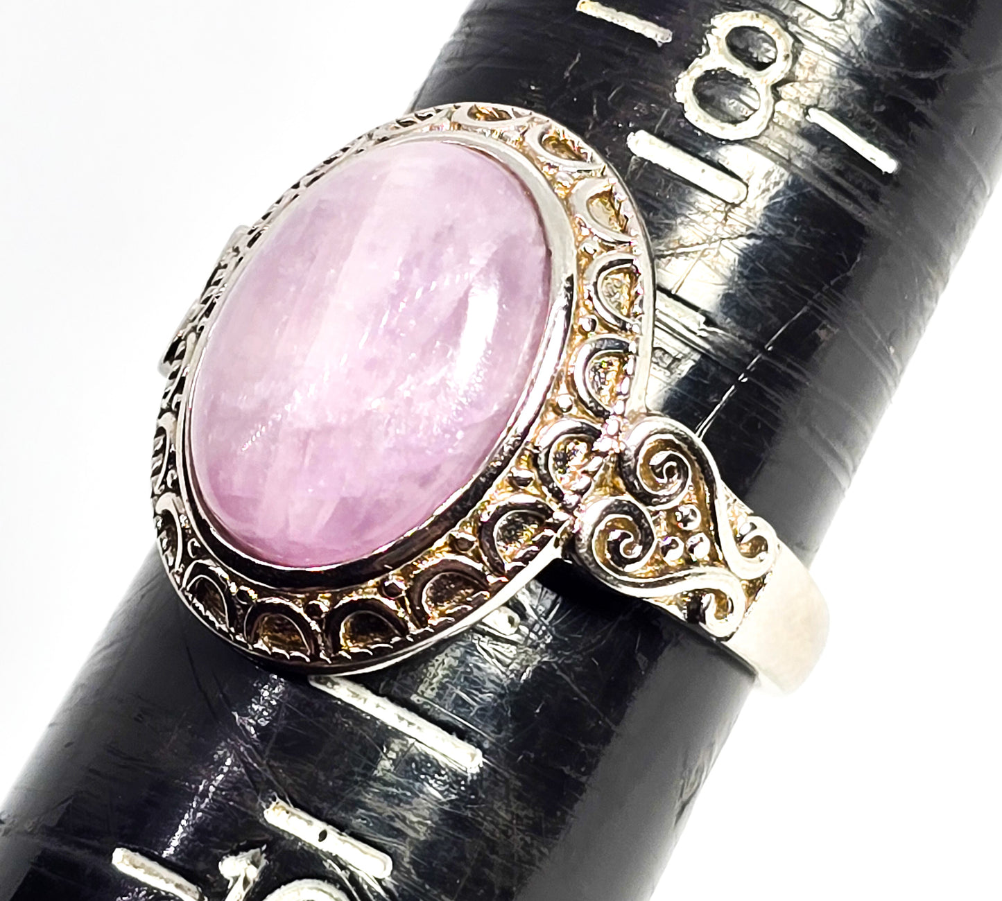 DK Kunzite natural UV pink stone sterling silver ring size 9