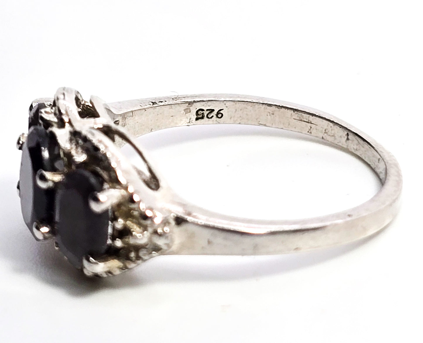 Black Sapphire STS Chuck Clemency sterling silver gemstone ring size 7