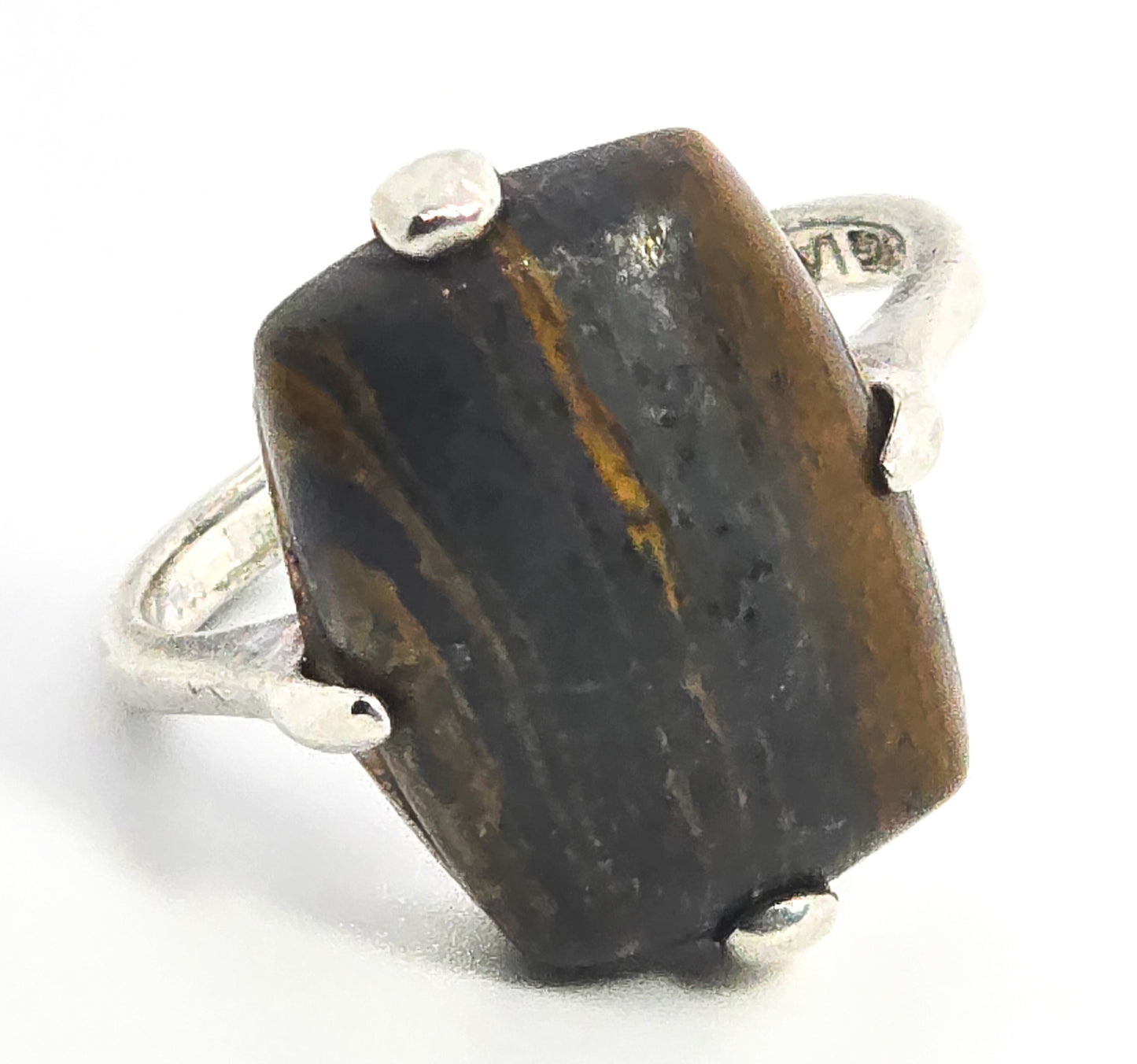 LA masters Tiger's eye gemstone Tiger Iron sterling silver ring size 9.5