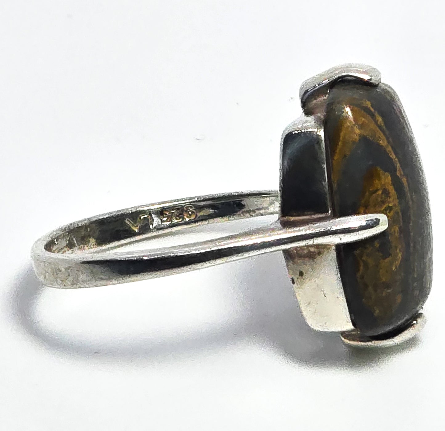 LA masters Tiger's eye gemstone Tiger Iron sterling silver ring size 9.5