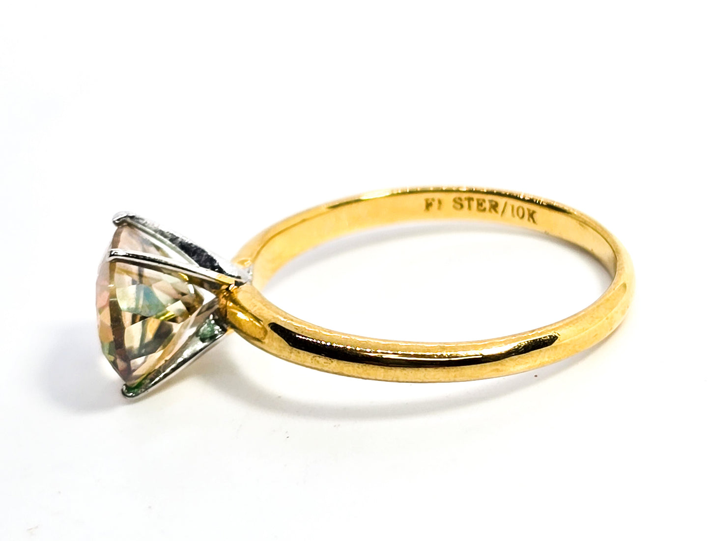 Golden mystic topaz 2.5ct 10k gold over sterling silver FI signed ring size 9